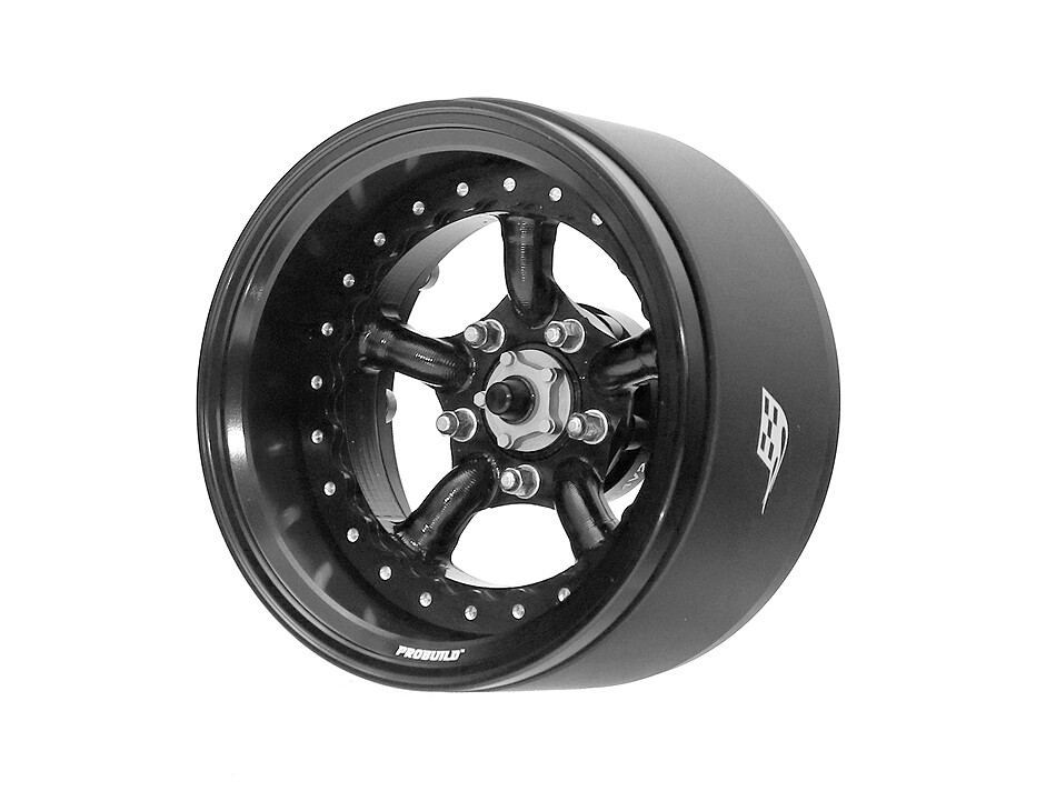 Boom Racing ProBuild™ 1.9&quot; Spectre Adjustable Offset Aluminum Beadlock Wheels (2) Black/Black BRPB050BKBK