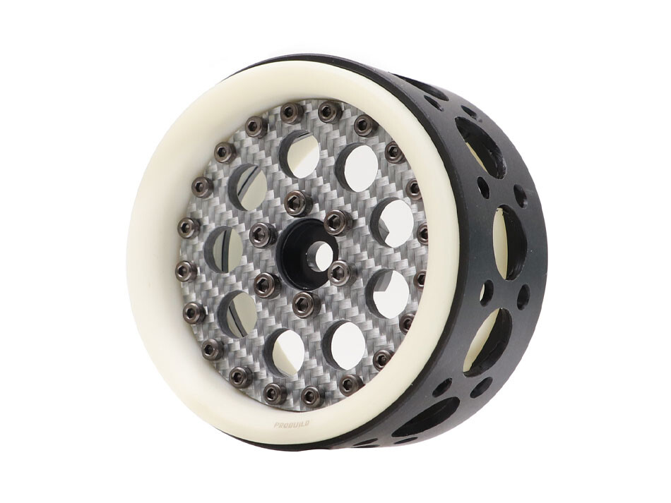 Boom Racing ProBuild™ 2.2&quot; Ultra Lightweight Performance CR6 Adjustable Offset Beadlock Wheels (2) White/Carbon Fiber BRPB2210WCF