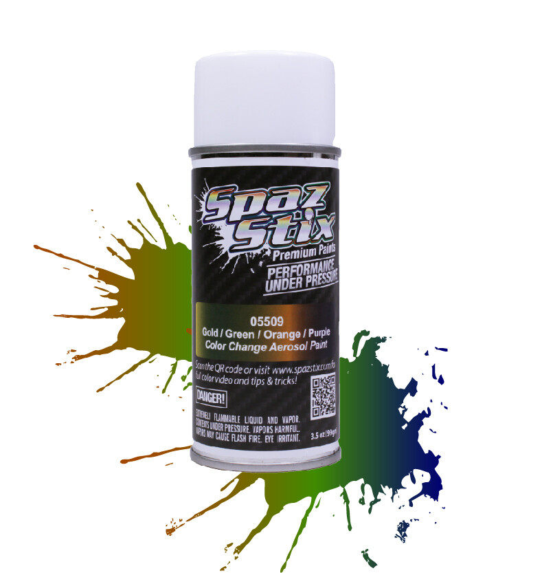 Spaz Stix Color Change Aerosol Paint, Gold/Green/Orange/Purple, 3.5oz Can SZX05509