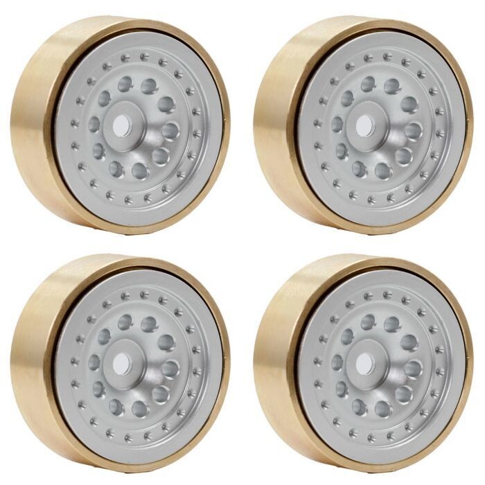 Powerhobby Z4 1.0&quot; Aluminum Brass Ring Beadlock Crawler Wheels  Silver 1/24 PHSCX24112-Silver