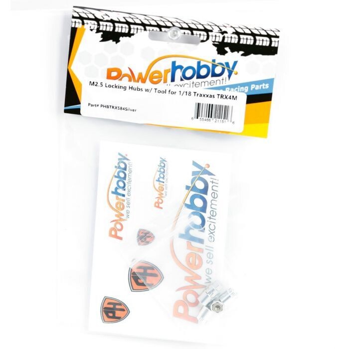 Powerhobby M2.5 Locking Hubs w Tool (4) for Traxxas TRX-4M Silver PHBTRX584Silver