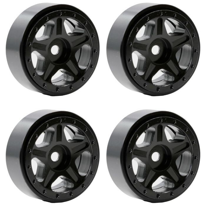 Powerhobby Z2 1.0&quot; Aluminum Beadlock Crawler Wheels Black 1/24 PHSCX2409-Black