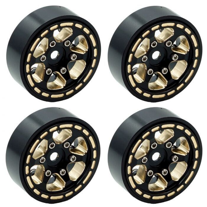 Powerhobby 1.0&quot; Black Brass Beadlock Crawler Wheels for TRX-4M PHBTRX610