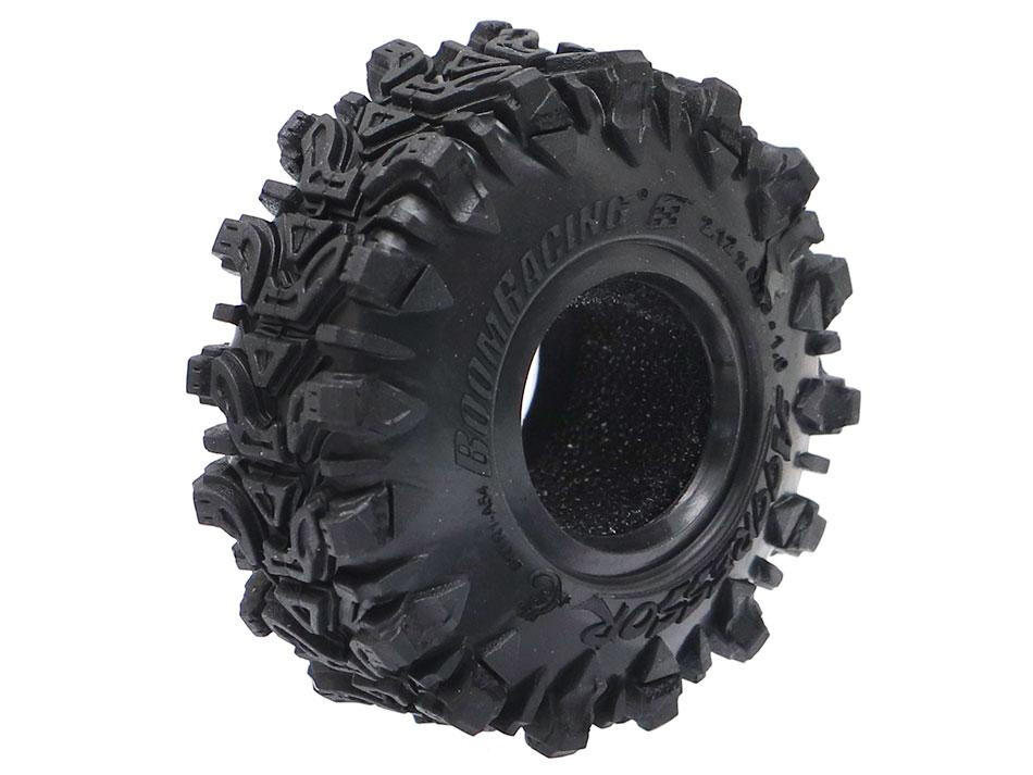 Boom Racing 1.0&quot; Aggressor Scale RC Tire GEKKO Black 54x18.7mm Open Cell Foams (2) BRTR1-A54BKD