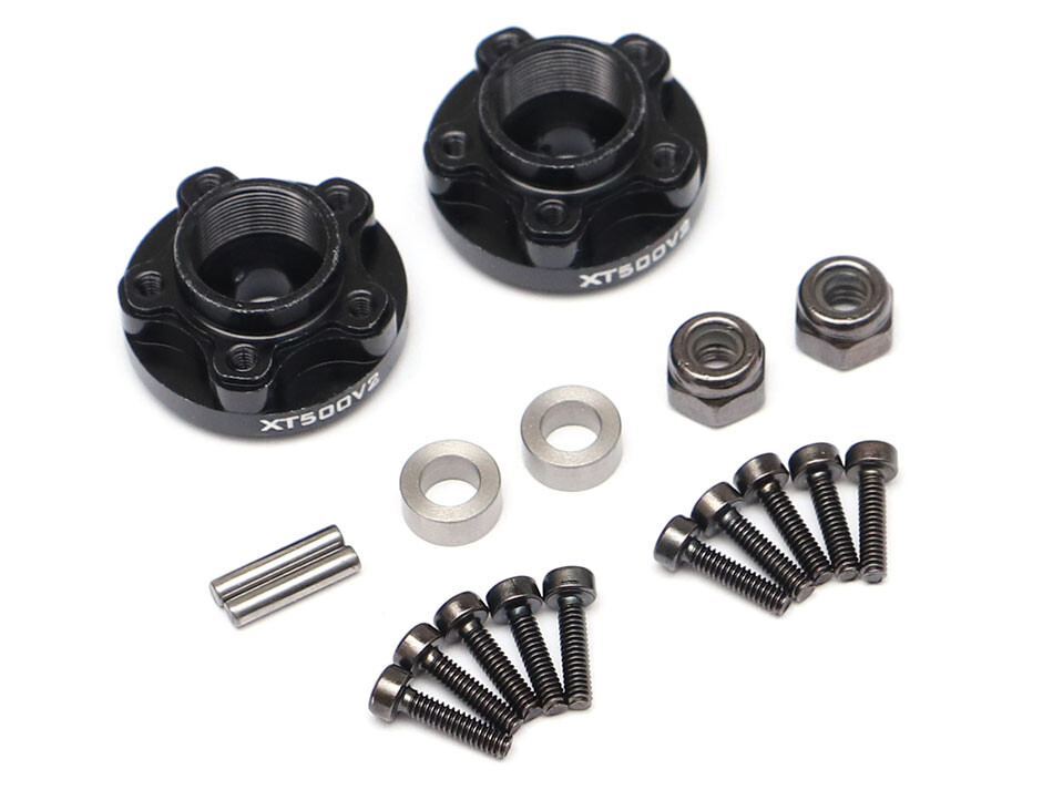 Boom Racing ProBuild™ XT500 V2 5-Lug Aluminum 12mm Wheel Pin Hub Adapters 0MM Offset Version 2 (2) Black BRXT500V2