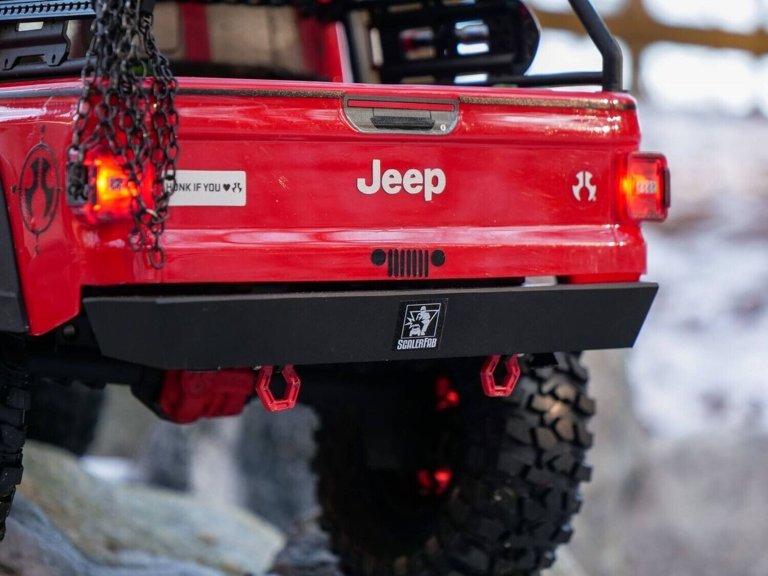ScalerFab Rear Bumper For Axial Racing SCX10 III Jeep Gladiator w/ Shackles and License Plate Recess