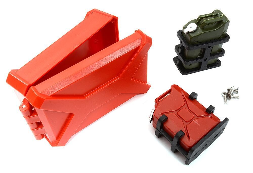 Integy Realistic Scale Model Rugged Storage Case &amp; Jerry Cans 1/10 Size C32139REDGREEN