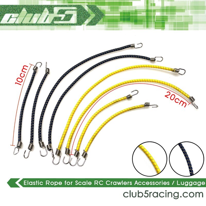 Club 5 Scale Bungee Cords Set ( 8 pcs ) for RC Rock Crawlers( A, Yellow / Blue) C-RC-0030