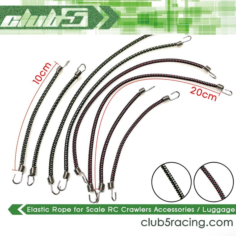 Club 5 Scale Bungee Cords Set ( 8 pcs ) for RC Rock Crawlers( B, Red / Green) C-RC-0031