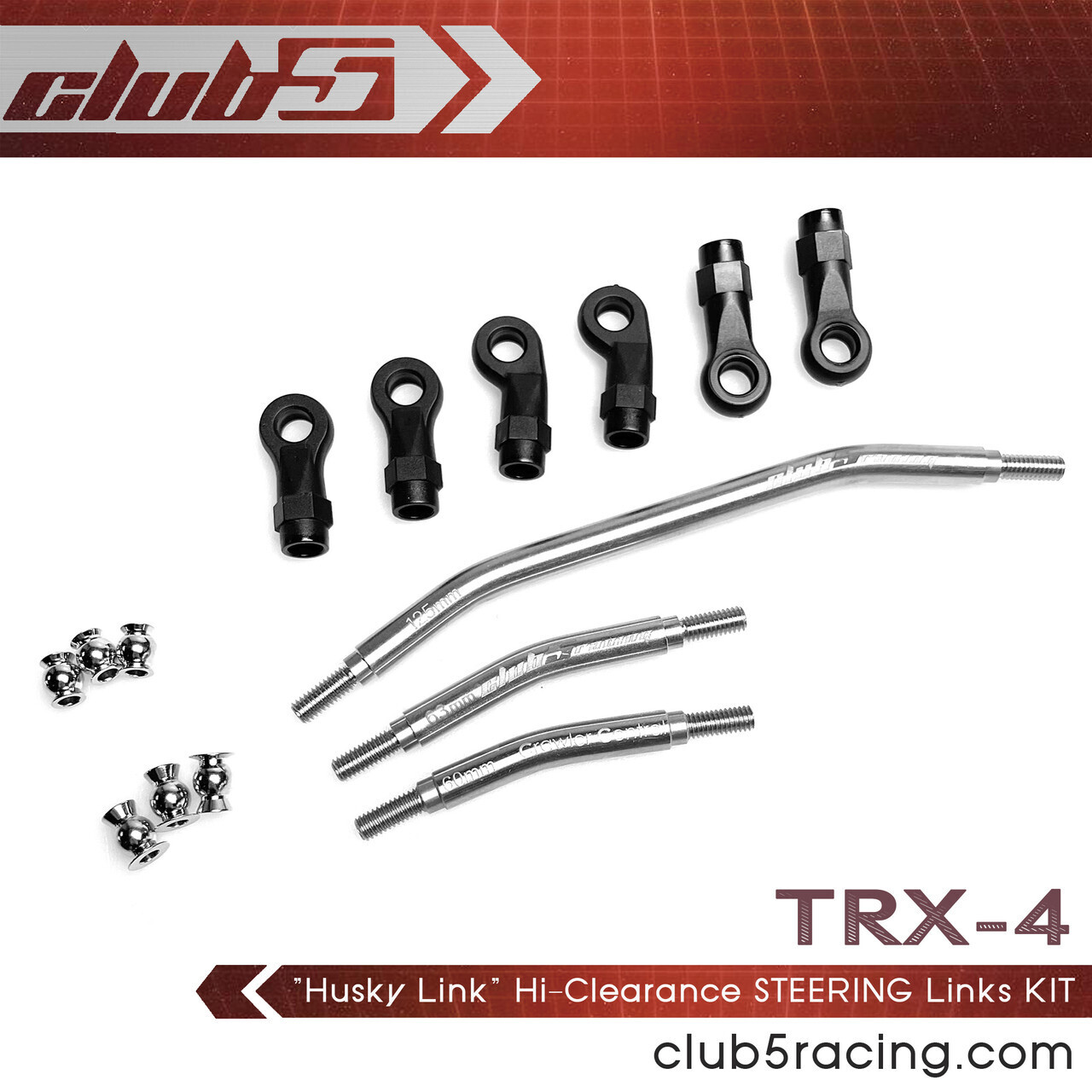 Club 5 &quot;Husky Link&quot; Hi-Clearance Steering Link Kit for TRX-4 C-TRX4-070