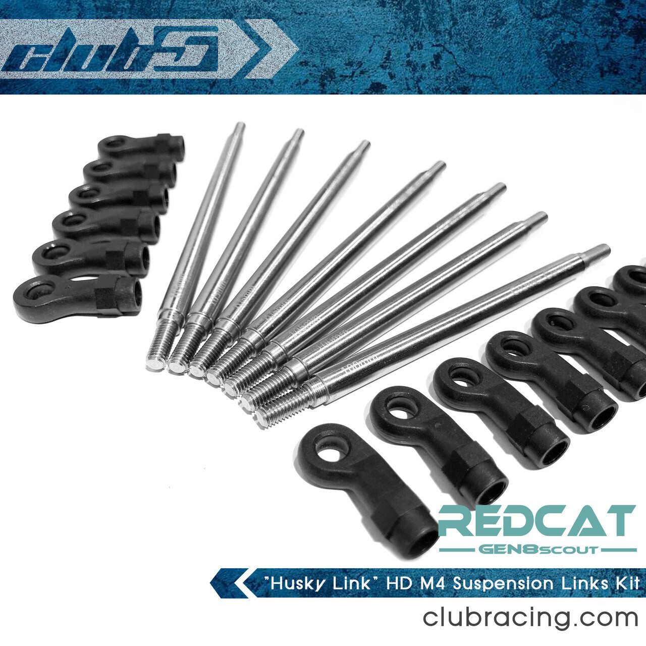 Club 5 &quot;Husky Link&quot; HD M4 Suspension Links Kit for Redcat GEN8 ( 6mm Stainless Steel) C-GEN8-008