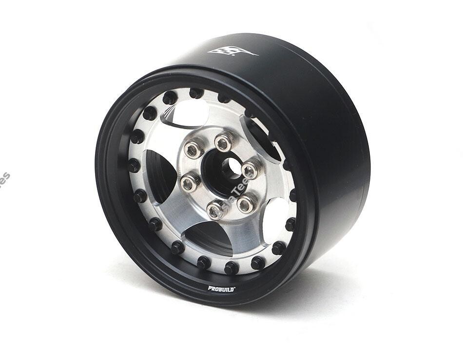 Boom Racing ProBuild™ 1.9&quot; SV5 Adjustable Offset Aluminum Beadlock Wheels (2) Matte Black/Flat Silver BRPB004MBKRS