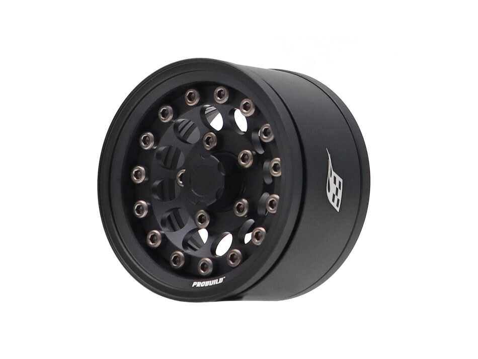 Boom Racing ProBuild™ 1.55&quot; R12 Adjustable Offset Aluminum Beadlock Wheels (2) Matte Black/Matte Black BRPB155013MBKMBK