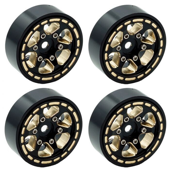 Powerhobby 1.0&quot; Black Brass Beadlock Crawler Wheels PHSCX24110