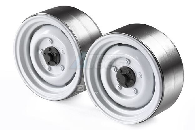 GRC 1.9 Metal Classic Beadlock Wheel #Series II Defender (2) White GRC/GAX0130BW