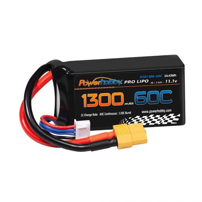 Powerhobby 3s 1300MAH 50C Lipo Battery w XT60 Plug PHB3S1300MAH50CXT60