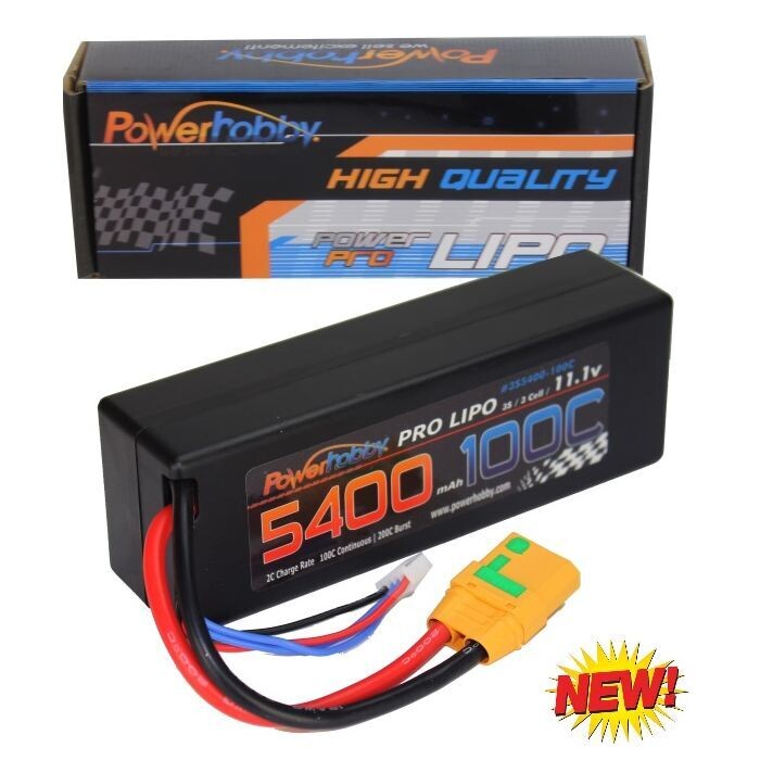 Powerhobby 3s 11.1v 5400mah 100c lipo Battery w XT90 Plug Hard Case PHB3S5400100XT90