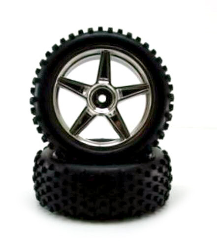 Redcat Pre-Mounted 1/10th Buggy Front Tires and Wheels (Chrome) (1pr) 06010c