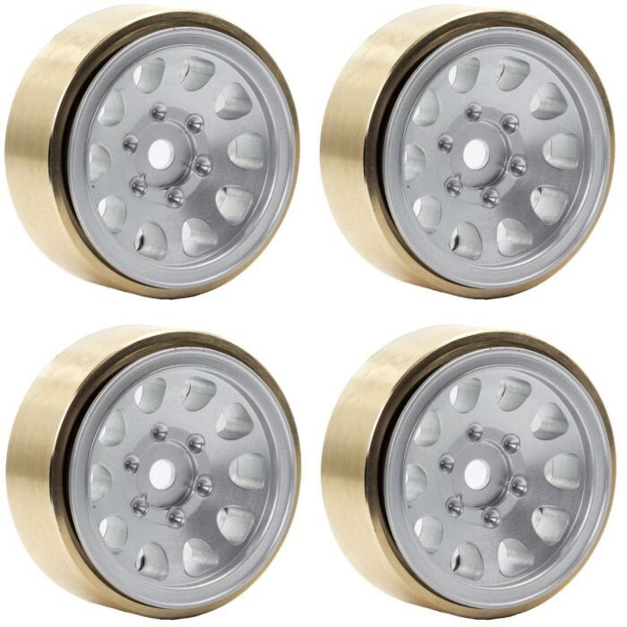 Powerhobby Z5 1.0" Aluminum Brass Ring Beadlock Wheels PHSCX24113-Silver