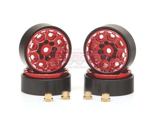 Team Raffee Co. 1.0&quot; Alu+Brass 8-petals Wheel for RC Crawler (4) Red TRC/1080021R