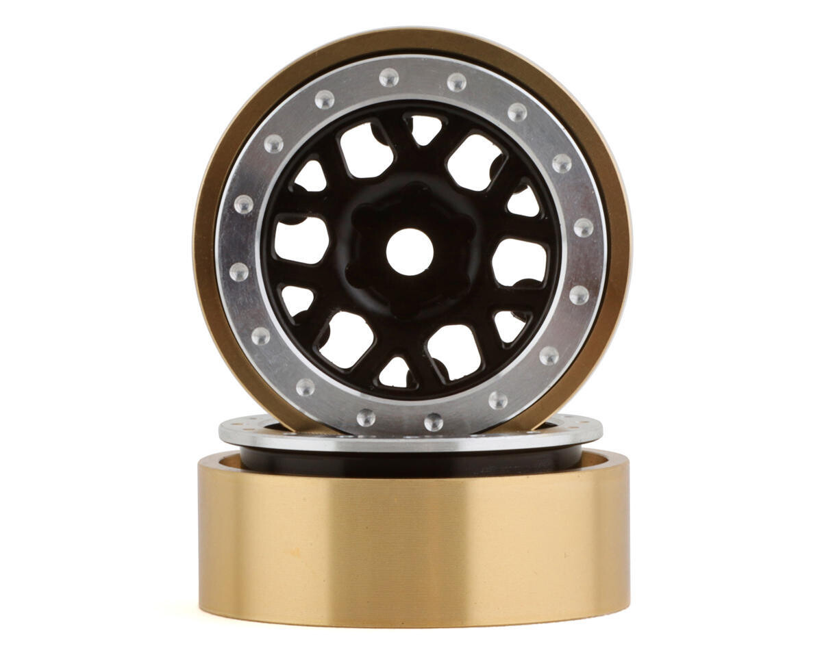 SSD RC 1.0” Boxer Aluminum/Brass Beadlock Wheels (Black) (2) (25g) SSD00552