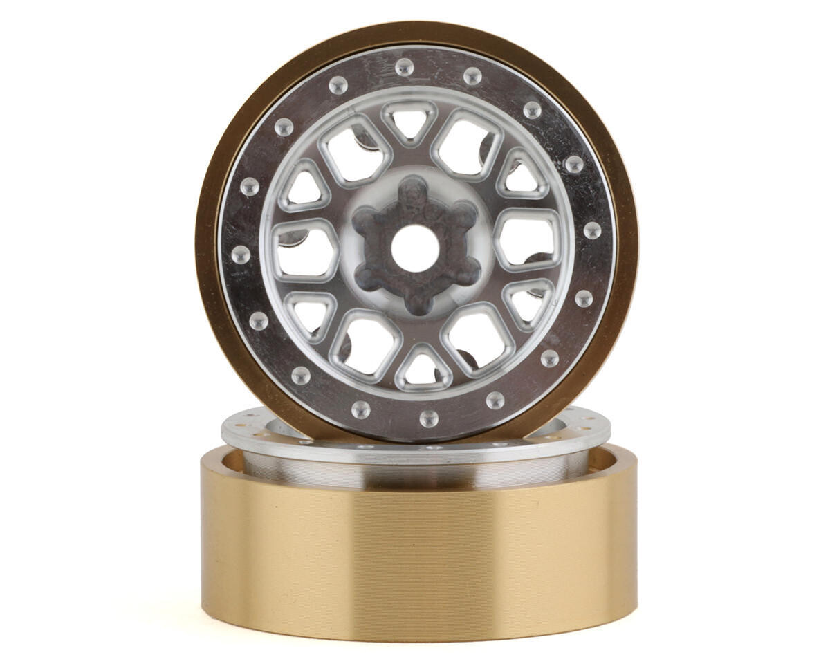 SSD RC 1.0” Boxer Aluminum/Brass Beadlock Wheels (Silver) (2) (25g) SSD00554