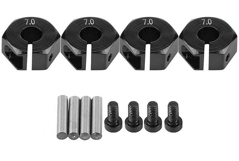 Integy 12mm Hex Wheel (4) Hub 7mm Thick for 1/10 Traxxas, Axial, Tamiya, TC &amp; Drift C31082BLACK
