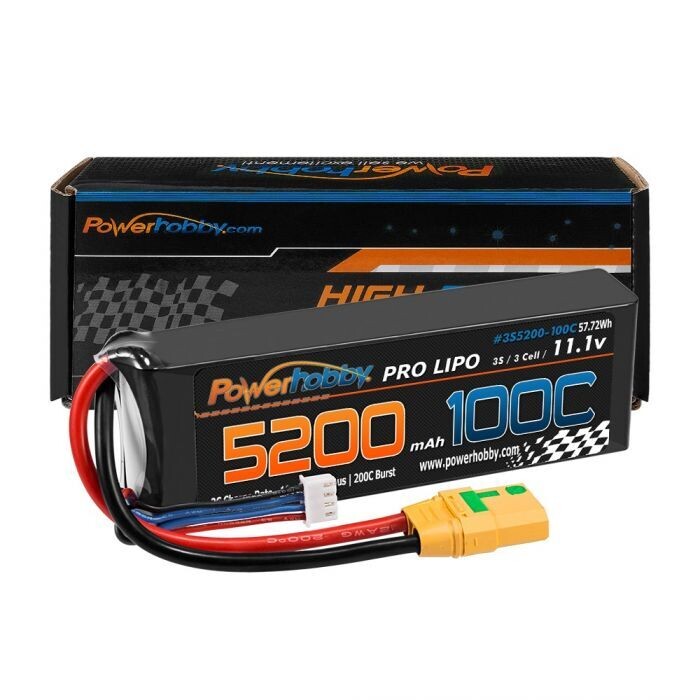 Powerhobby 3s 11.V 5200mah 100C - 200C Lipo Battery w XT90 Plug PHB3S5200100XT90