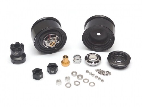 Boom Racing 1.55 Yota LC Classic Front Beadlock Wheels (2) with 3mm Wideners (2) Black BRW780907FBK