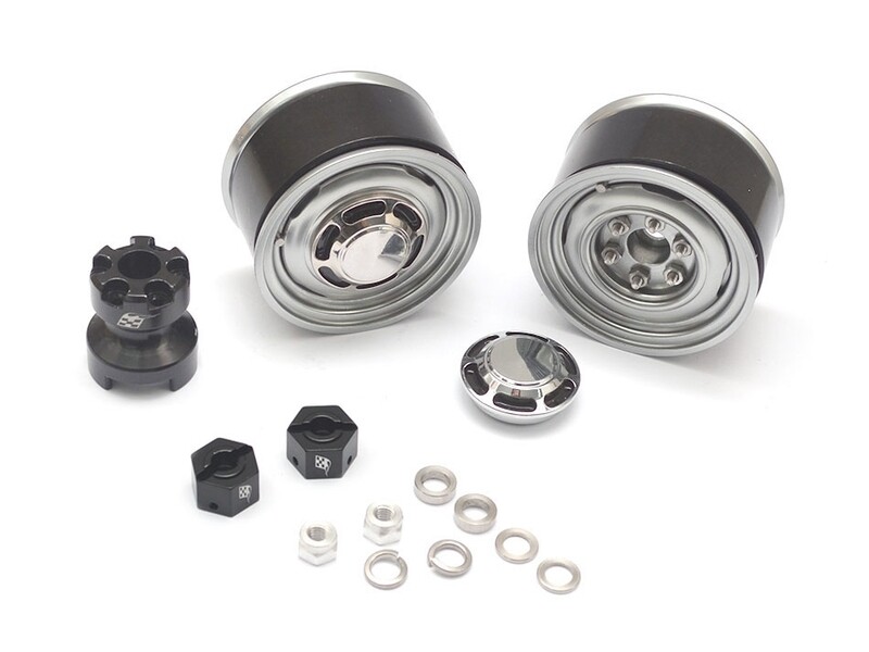 Boom Racing 1.55 Yota LC Classic Rear Beadlock Wheels (2) with 3mm Wideners (2) Gun Metal BRW780907RGM