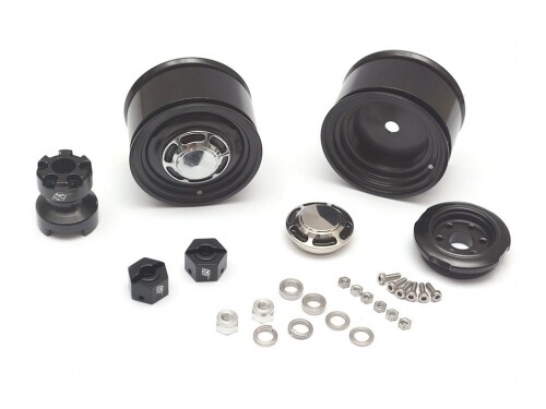 Boom Racing 1.55 Yota LC Classic Rear Beadlock Wheels (2) with 3mm Wideners (2) Black BRW780907RBK