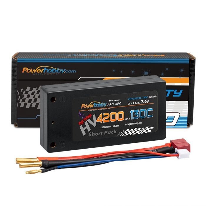 Powerhobby 2S 7.6V 4200mah 130C HV + Graphene Shorty Lipo Battery PHB2S4200130CD