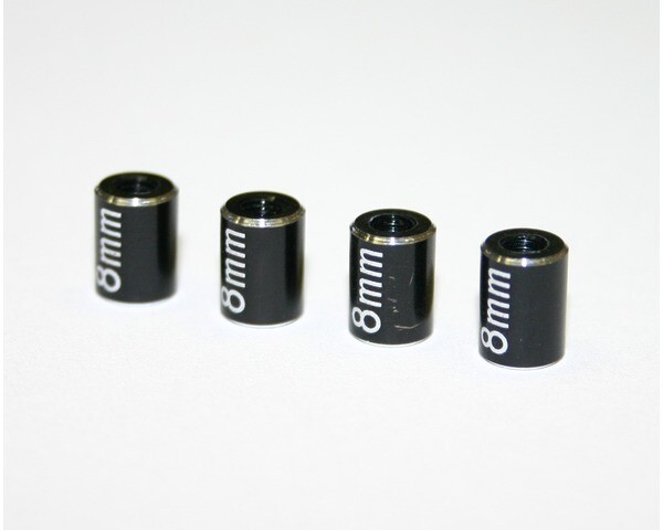 Hot Racing Aluminum Standoff Post Link 6x8mm w/ M3 Threads, Black, 4pcs HRARCL60801