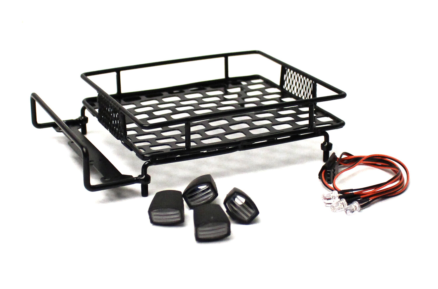 Racers Edge 1/10 Scaler Metal Grid Roof Rack, Oval Lights - Black RCE3418BK