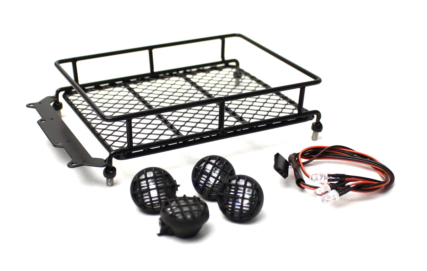 Racers Edge 1/10 Scaler Metal Mesh Roof Rack, Round Lights - Black RCE3417BK