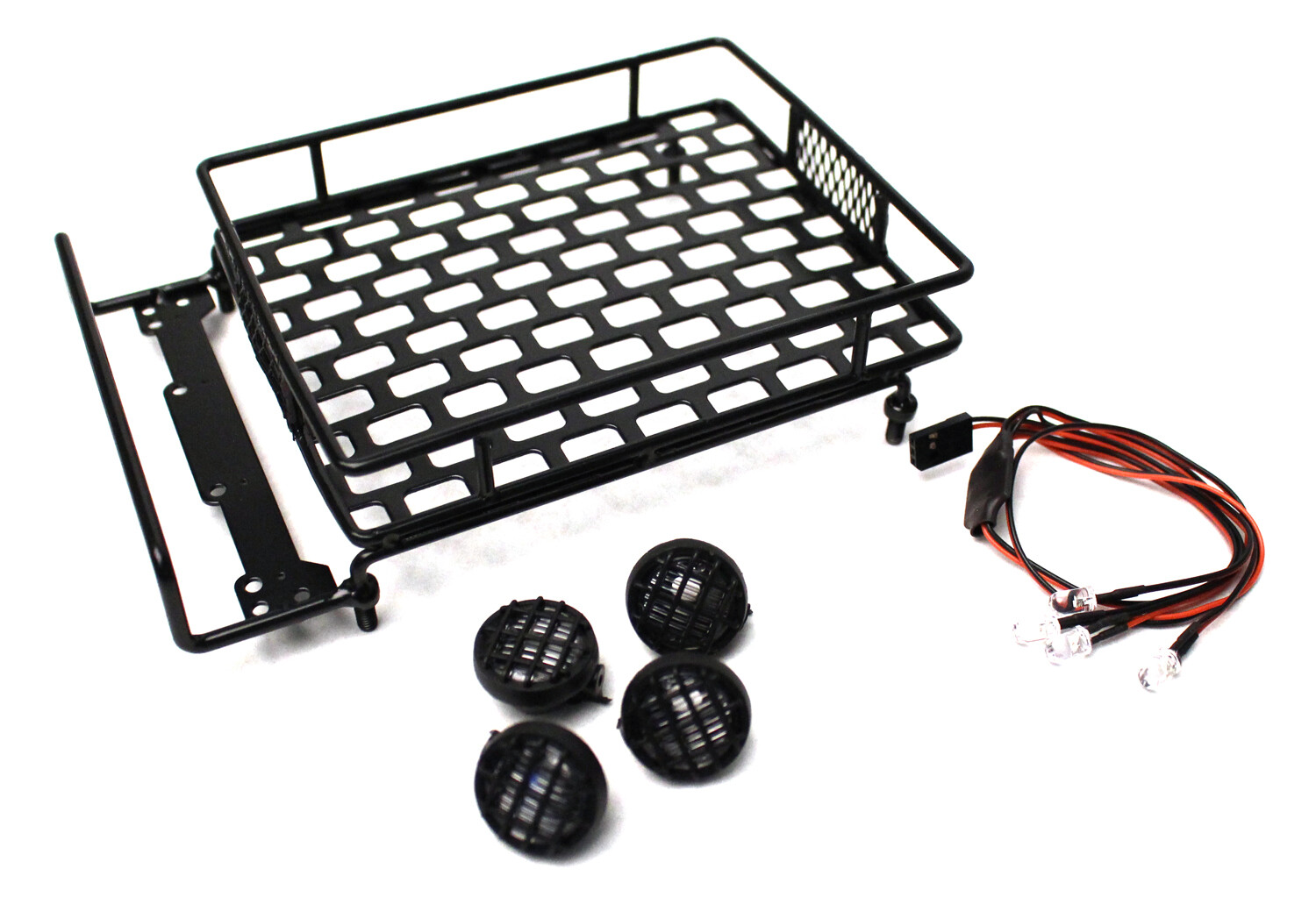 Racers Edge 1/10 Scaler Metal Grid Roof Rack, Round Lights - Black RCE3419BK