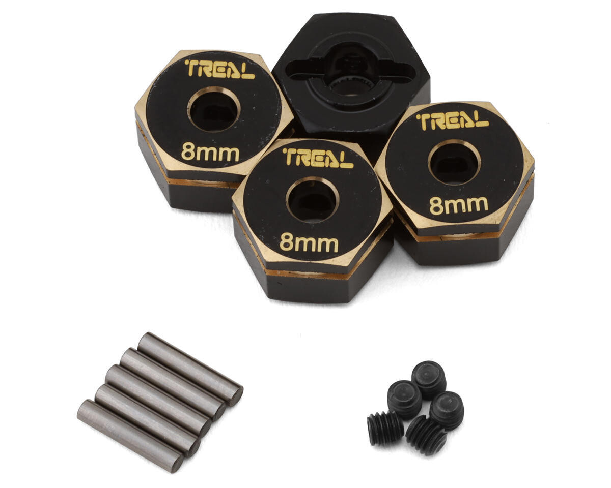 Treal Hobby Element RC Enduro Brass Hex Adapter Wheel Hubs (Black) (4) (8mm) TLHTENDURO-11