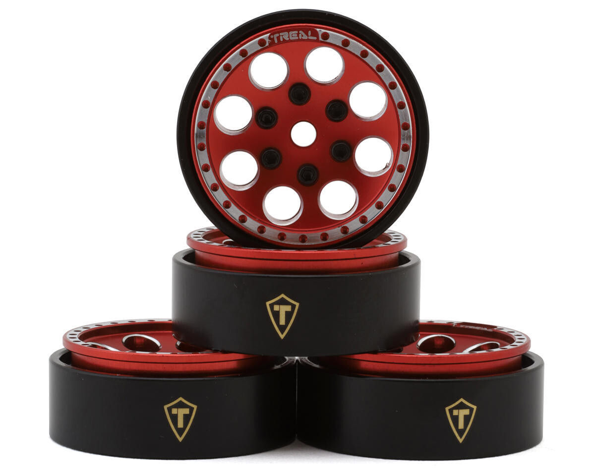 Treal Hobby 1.0&quot; 8-Hole Beadlock Wheels (Red) (4) (22g) X002P8TVPB