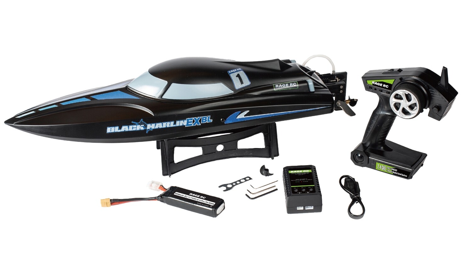 Rage R/C Black Marlin EX Brushless RTR Boat RGRB1405