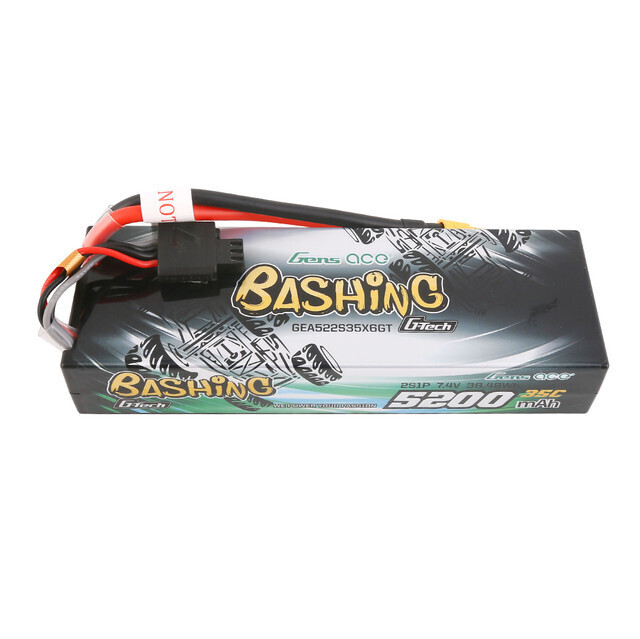 Gens ace G-tech Bashing Series 5200mAh 7.4V 2S1P 35C car Lipo Battery Pack Hardcase 24# with XT60 Plug GEA522S35X6GT