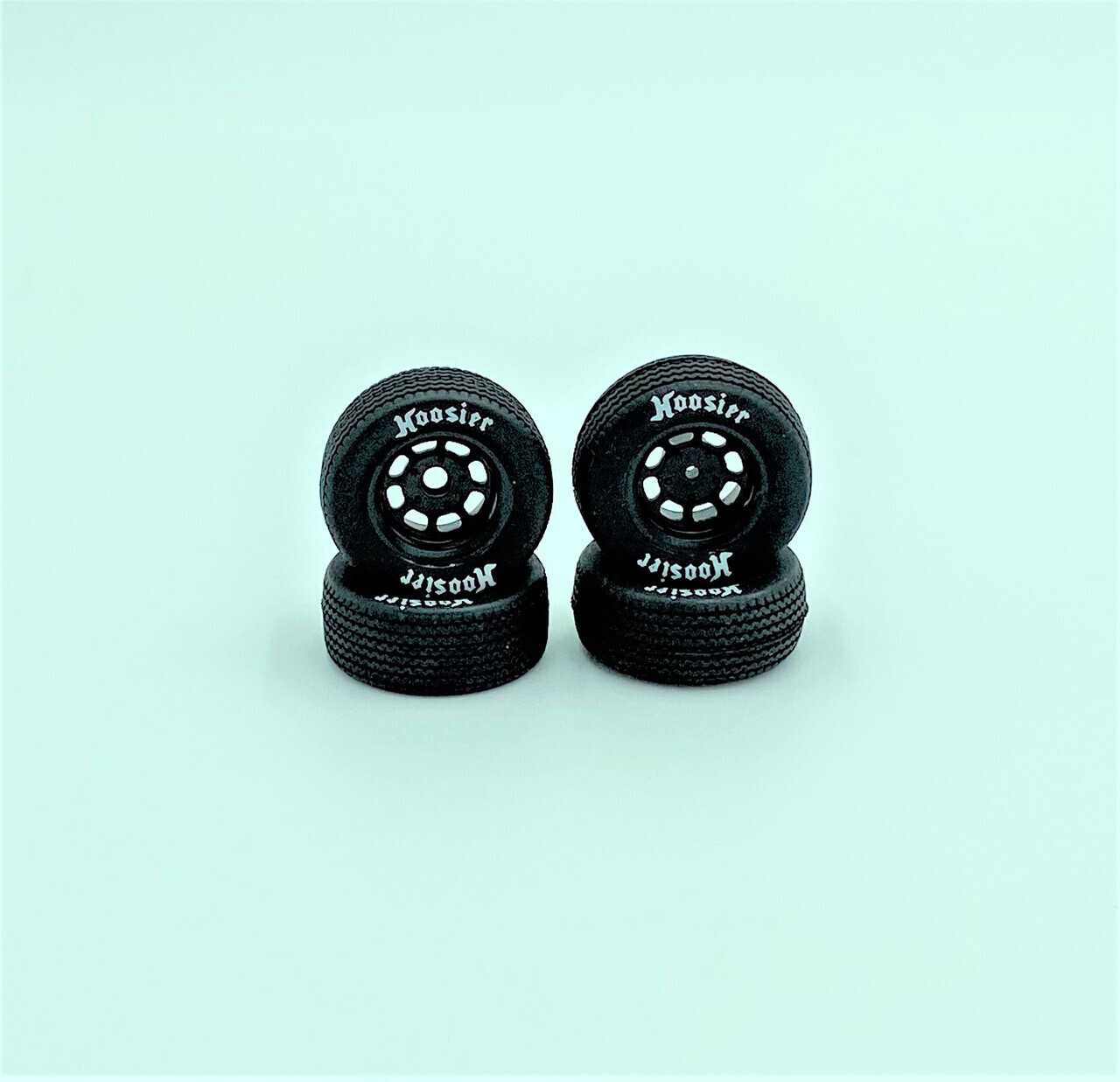 1RC FR/RR Soft Tires &amp; Black Wheels, 1/18 Modified (4) 5546