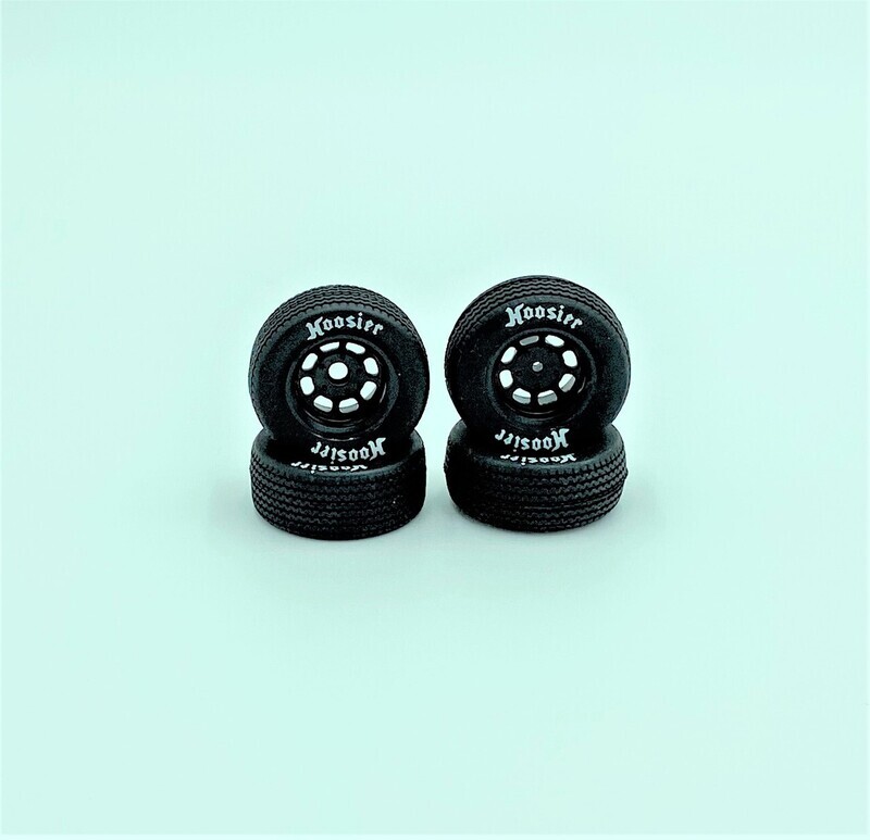 1RC FR/RR Soft Tires &amp; Black Wheels, 1/18 Modified (4) 5546