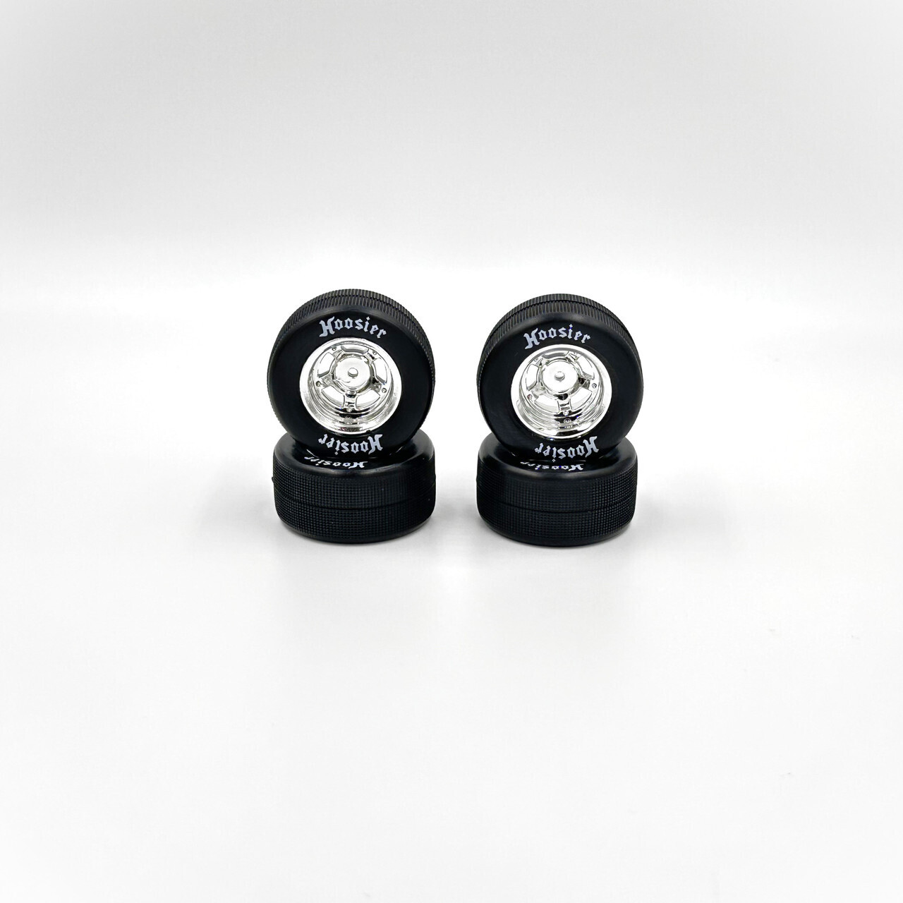 1RC FR/RR Soft Tires &amp; Chrome Wheels, 1/18 Asphalt LM (4) 5563