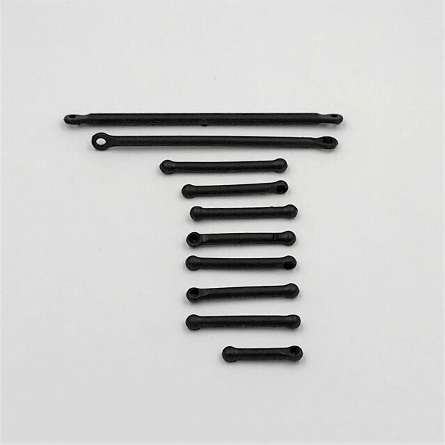 1RC Radius Rods, Black, 1/18 Mid, Spr 3014