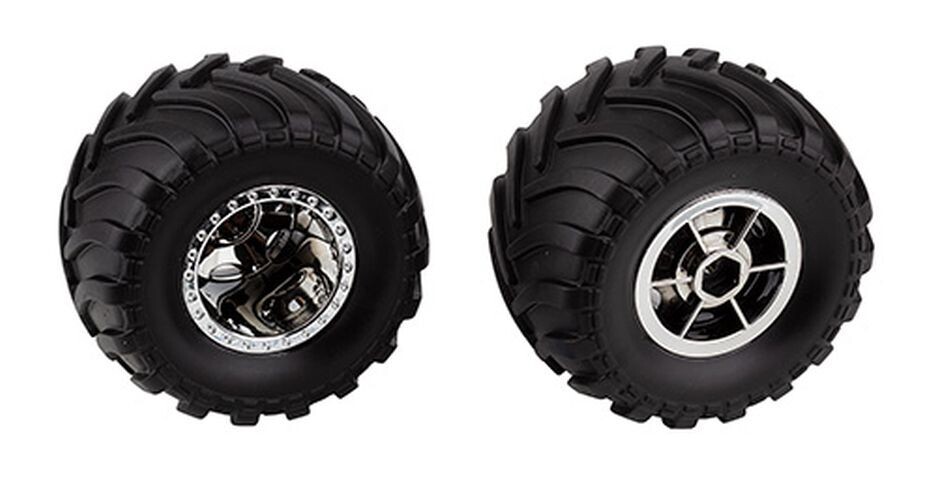 Associated MT12 Wheels and Tires, Chrome ASC41104