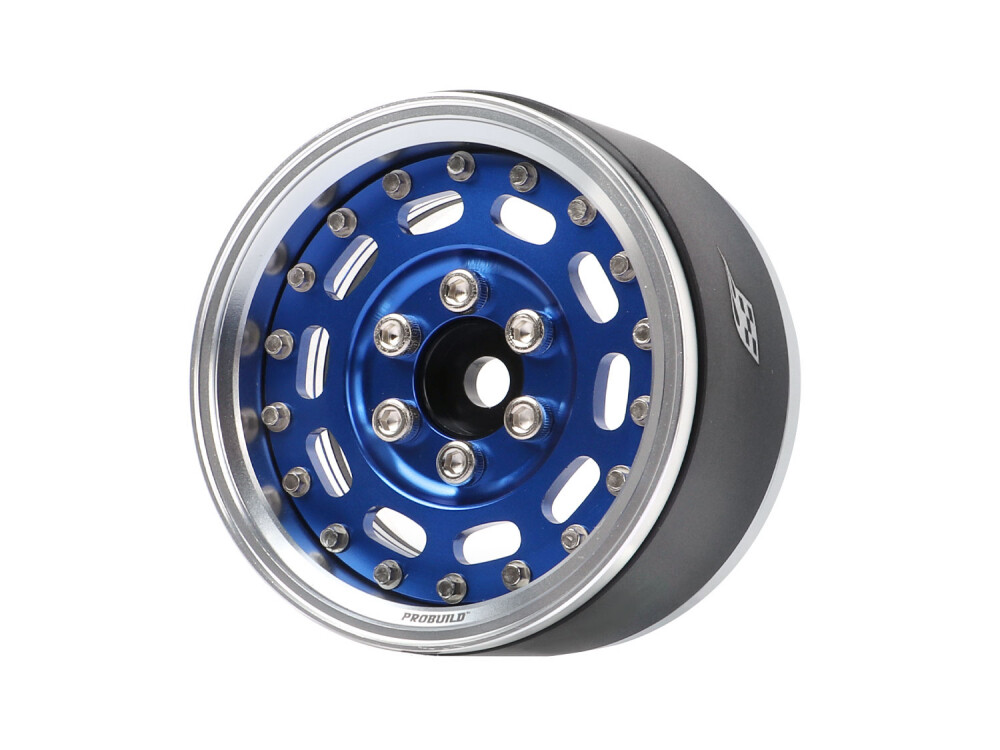 Boom Racing ProBuild™ 1.9&quot; MAG-10 Adjustable Offset Aluminum Beadlock Wheels (2) Platinum/Blue BRPB081PLB