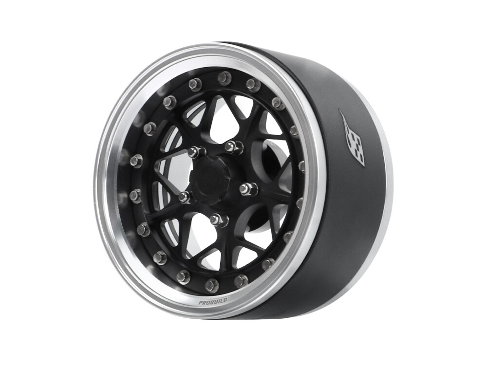 Boom Racing ProBuild™ 1.9&quot; LGB Adjustable Offset Aluminum Beadlock Wheels (2) Platinum/Matte Black BRPB083PLMBK