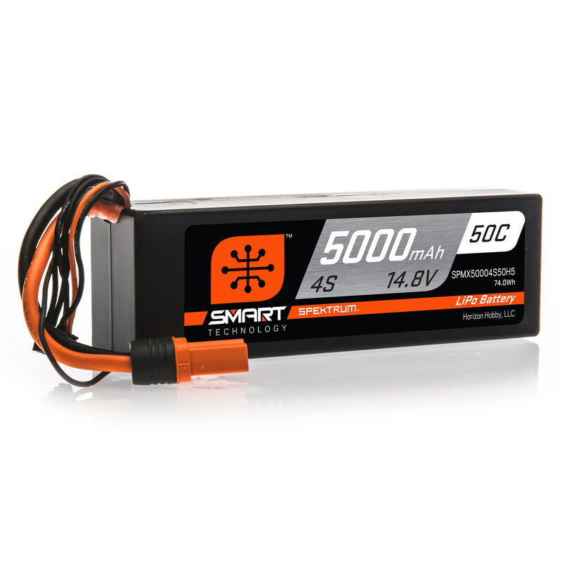 Spektrum 14.8V 5000mAh 4S 50C Smart Hardcase LiPo Battery: IC5 SPMX50004S50H5