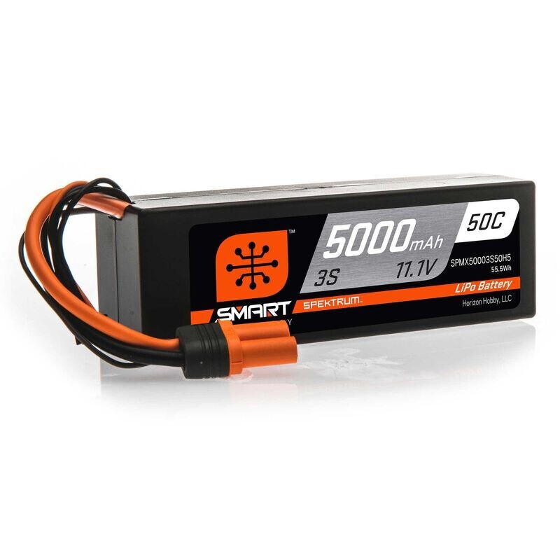 Spektrum 11.1V 5000mAh 3S 50C Smart Hardcase LiPo Battery: IC5 SPMX50003S50H5
