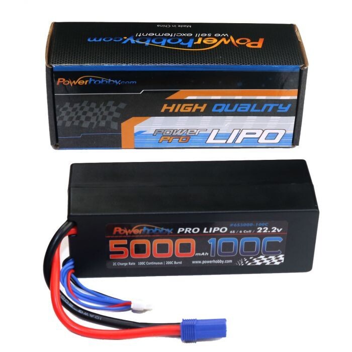 Powerhobby 6s 22.2v 5000mah 100c Lipo Battery w EC5 Plug Hard Case 6-Cell PHB6S5000100EC5HC